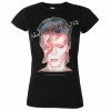 Women's T-shirt David Bowie - Aladdin Sane - BLACK - ROCK OFF -T-shirts Shop aaa015