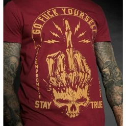 Men's T-shirt HYRAW - Graphic - GO FUCK RED -T-shirts Shop hyraw tee shirt rouge homme go fuck red stay true 2